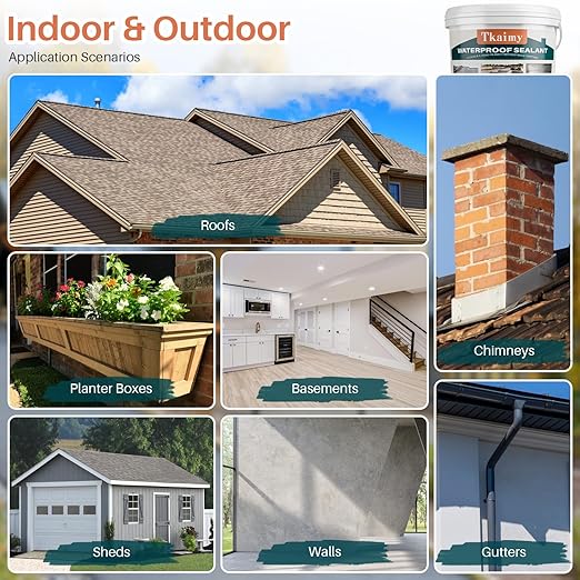 Polyurethane Waterproof Sealant 175 oz, Light Grey Professional Coating for Roofs, Concretes, Gutters | Fix Leaks & Cracks | Indoor and Outdoor Use