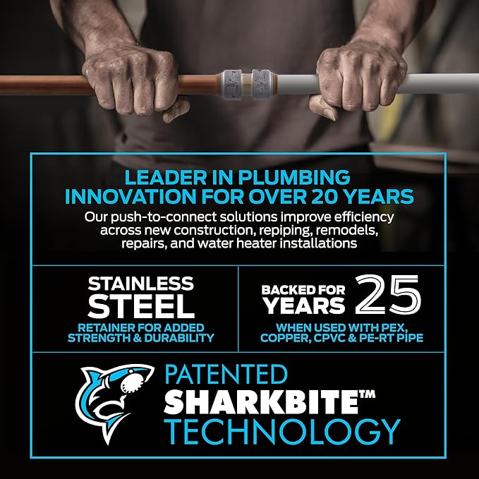 SharkBite Max 1 x 1 in PTC 90 Degree Elbow, Push-to-Connect Brass Plumbing Fitting, UR260A