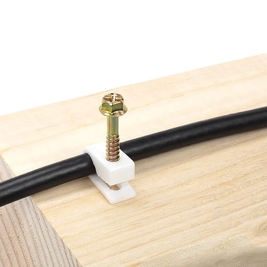 THE CIMPLE CO Ribbed Plastic Conical Anchors and White Cable Screw Clips - for Concrete, Stucco, Brick, Drywall, and Similar - Kit of 10 Screw Clips, and 10 Anchors