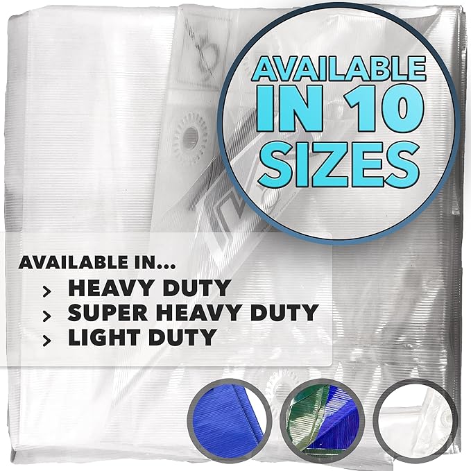 QUEEN OF TARPS Waterproof Heavy Duty 8x10 Tarp, 120 GSM 12 MIL, UV/Tear Resistant for Camping, Outdoor Furniture, Car, Tents, Painting, Firewood Protection