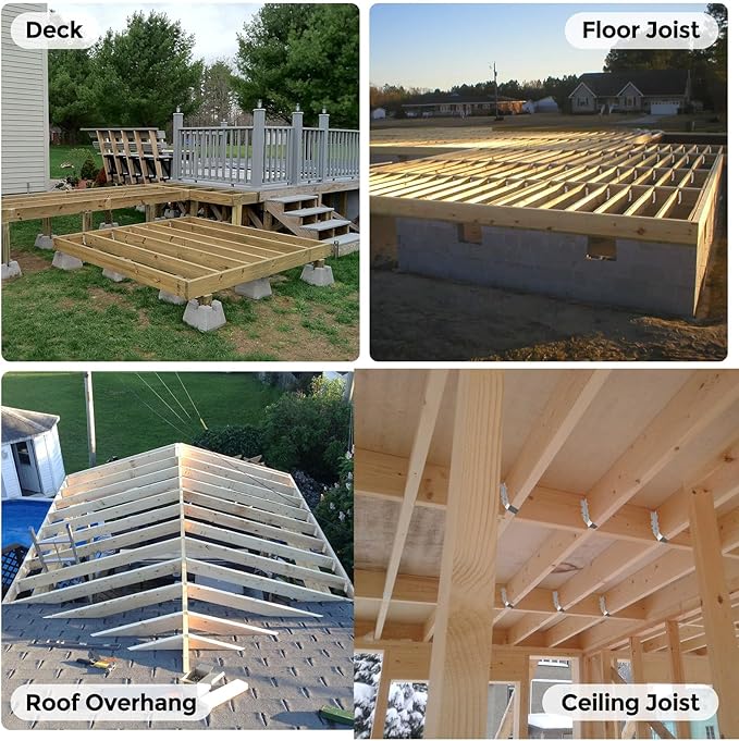 25 Pcs 2x8 Joist Hangers,20 Gauge Metal Face Mount Joist Hanger, Lu28 Joist Hangers Galvanized, Hurricane Ties for Rafter, Rafter Brackets 2x8 for Deck,Floor,Roof Overhang and Ceiling Joist