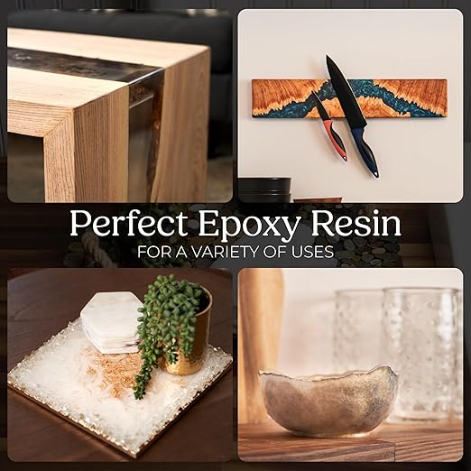 Promise Epoxy Epoxy Resin Kit 64 Oz-Crystal Clear, UV Resistant, Self Leveling, Food Safe for Table Top, Arts & Crafts, Wood Casting, Jewelry Making, Use with Mica Powder, Silicone Molds, Alcohol Ink