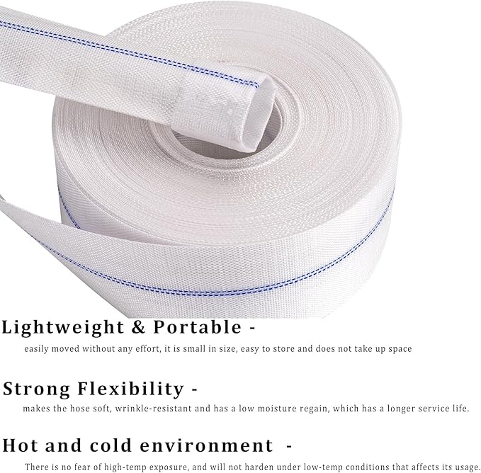 Pool Backwash Hose 2-1/2” × 100 ft Fiber Reinforced Discharge Hose General Purpose Flexible Lightweight Lay Flat Pump Drain Pipe for Water Transfer (Reinforced Thin Hose, 2.5in-100ft)