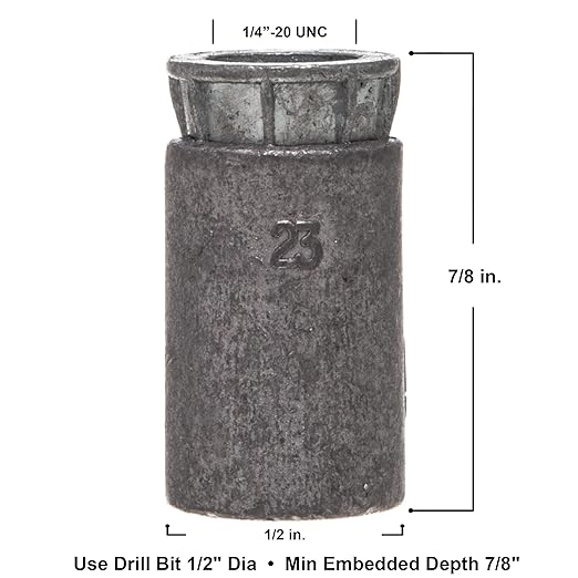 Wej-It MS14 Expansion Shield Anchor, Zamac Alloy, Meets A-A 1922A Type 1 and FFS-325C Group 1 Type 1 Class 1, 7/8" Length, 1/4"-20 Threads (Pack Of 100)