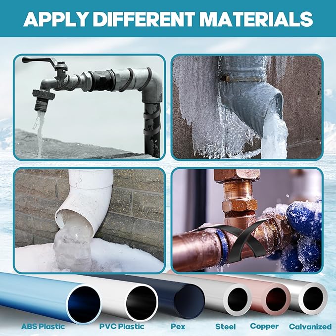 3FT-160FT Heat Tape for Water Pipes,Heating Cable for Pipe Freeze Protection,Water Pipe Insulation/Roof Snow De-Icing,Deicing Heating Cable,with Mounting Buckle (80FT)