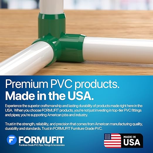FORMUFIT 1/2” 3-Way Elbow Furniture Grade PVC Fitting in Green, Made in USA, UV-Resistant, Impact-Proof, 0.840” Actual Socket Diameter (Pack of 10)