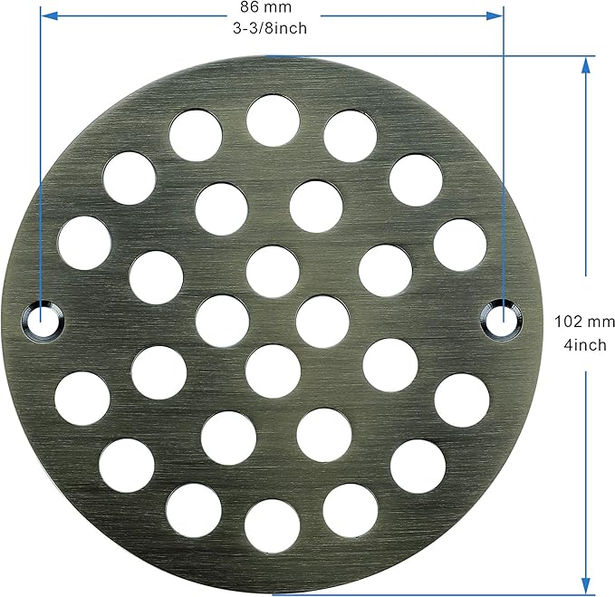 4-Inch Screw-in Shower Strainer Drain Cover Replacement Floor Strainer (Antique Brass)