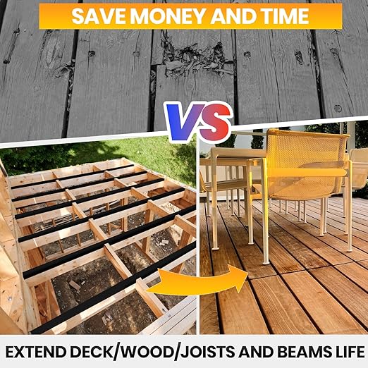 ADHES Deck Joist Tape, 2" x 50' + 4" x 50', Weather Resistance & Waterproof Butyl Joist Tape for Decking, Deck Flashing Tape, Ideal for Wood Decks Beams Roof, Outdoor Construction Use