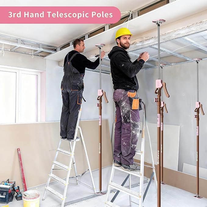 2PK Adjustable Telescopic Support Pole - Cabinet Jack, Heavy Duty Third Hand Support System, Support Road, Drywall Lift, Dust Barrier & Cargo Bar, 54-115", Holds 154lbs