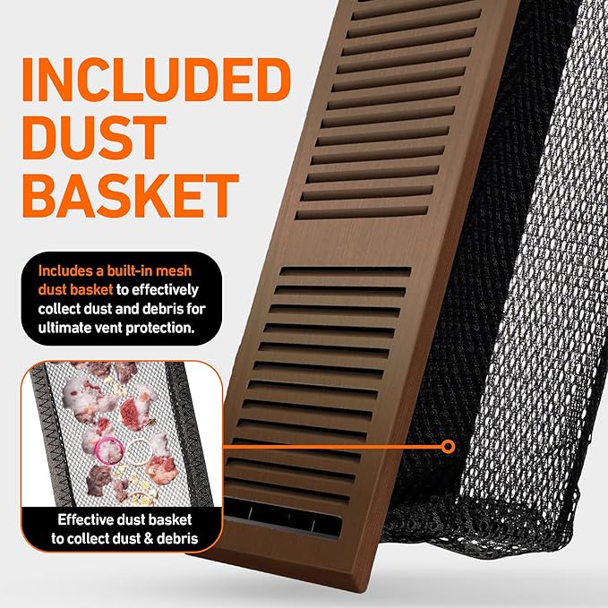 4X12 Floor Vent Covers Floor Register with Mesh Cover Trap, Heat and Air, Walkable Metal Floor Register for HVAC Duct, Contemporary, Oiled Bronze
