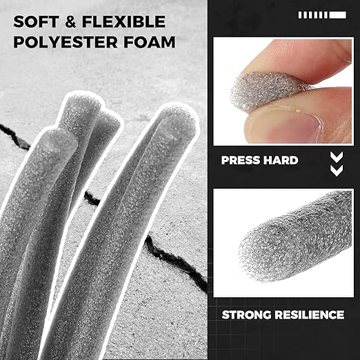 1/2 Inch x 200 ft Foam Backer Rod for Gaps Joints Concrete Crack Filler Caulk Saver Bulk Foam Backing Rod Concrete Filler Rope for Weather Stripping Door Seal (Gray)