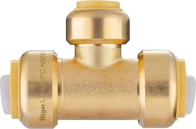 (Pack of 5) EFIELD 3/4"x 3/4" x1/2" Tee Push-Fit Fitting to Connect Pex, Copper, CPVC With 2 Sizes Disconnect Clips,(PF127-5PCS)