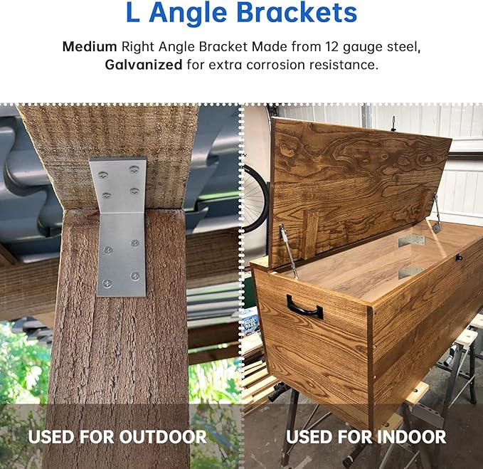 (8PCS) L Brackets Heavy Duty,90 Degree Angle Bracket,Galvanized Corner Brace, Angle Iron,for Wood 90 Degree L Shape Bracket,3"x3"Metal Angle Shelf for Wood Beams Framing Fence