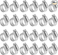 Winlong 1/2'' Stainless Steel Hose Clamps - 24PK Size 4 Small Worm Gear Drive Hose Clamps Clamping Range 1/4 Inch to 5/8 Inch (6mm-16mm) for Automotive Plumbing, 1/4'' Clamps, 1/2'' Clamps