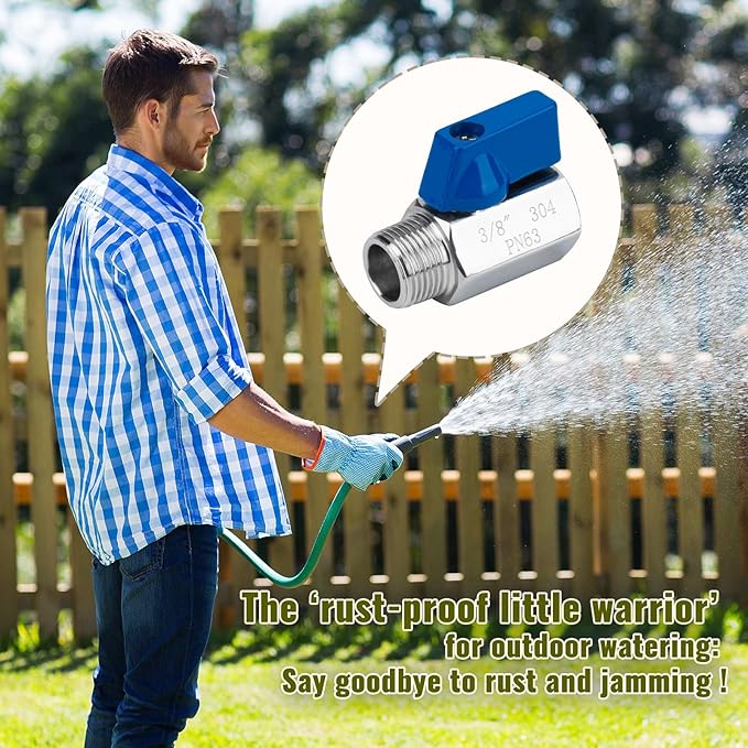 2 Pack 3/8" Mini Ball Valve, 304 Stainless Steel Valve NPT Female x Male Thread Shut-Off Valves for Small Compact Space (2, 3/8 Inch)
