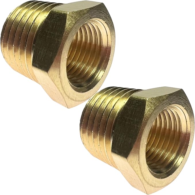 2pcs 1/4" NPT Male x 1/8" NPT Female Brass Reducer Hex Bushing Threaded Fitting Adapter by CX WONDERLAND
