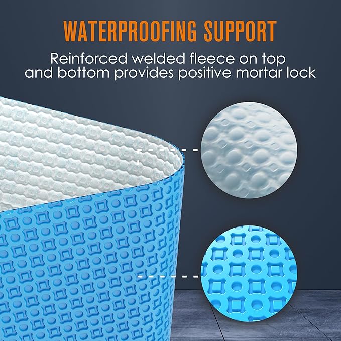 Houseables Uncoupling Membrane, Tile Underlayment, Tile Membrane, Flooring Underlayment, for Floor, Decoupling, Anti Fracture, Waterproof, Anti Crack, Vapor, 1/8" Thick, 3.3 ft x 32.8 ft / 108 Sq Ft