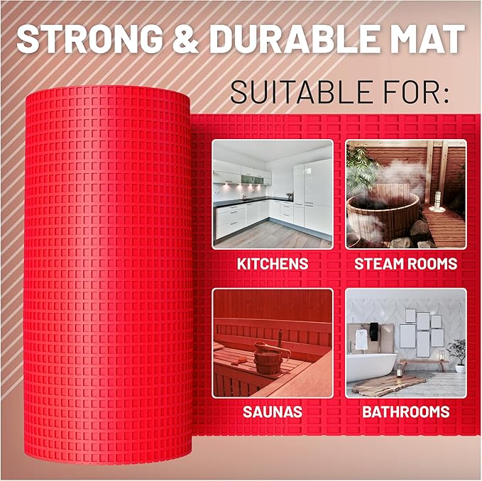 Uncoupling Membrane for Tile – 500 Sq Ft (3.3 x 151.5 ft) Waterproof Anti-Fracture Underlayment for Shower Floor, Bathroom Tile, Stone & Concrete