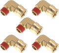 5PCS DOT Air Brake Line Fittings Brass 90 Degree Union Elbow Joint DOT Approved 1/2" Tube OD x 3/8" NPT Thread Air Brake Line Adapter Air Suspension Kit for Car Truck Trailers