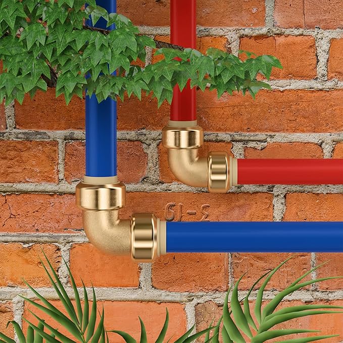 HQMPC Pex Fititng 3/4" Pex Elbow PushFit Elbow 90-Degree -PEX Fitting 3/4" 90 Degree ElbowPush-to-Connect Plumbing Fitting for Copper, PEX, CPVC (6pcs 3/4")