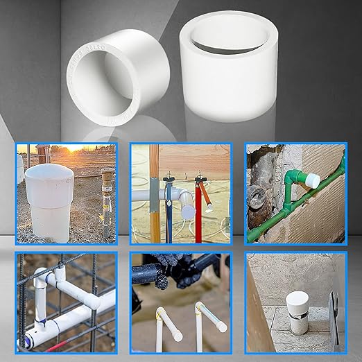 3inch White PVC Pipe End Cap Plug, 4pcs Pipe Plug Socket Fitting Adapter Connector for Building Furniture DIY Garden Shelf, Schedule 40