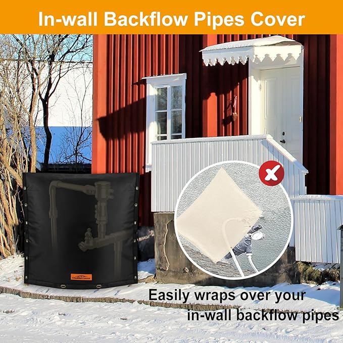Backflow Preventer Cover Insulated 24"W x 24"H with Thicker 7 Layers Fabric, Backflow Insulation Cover for IN-WALL Pipes with Aluminum Foil, Sprinkler Covers for Outside Pipe Traversable