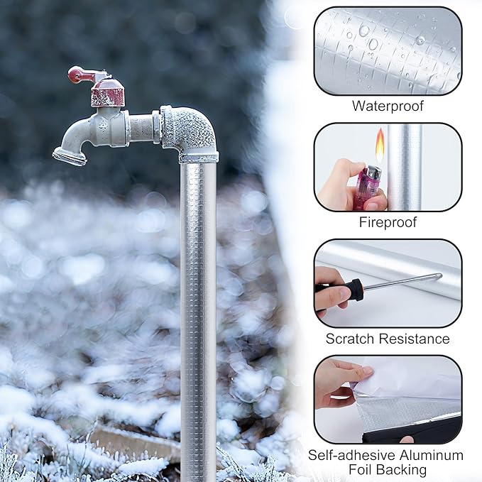 Pipe Insulation Foam Tube,3/4''Self-Adhesive Pre Slit Foam Pipe Covers for Spigot,Winter Outside Pipes,Sprinkler,Water Heater Pipes Freeze Protection,10 Pack
