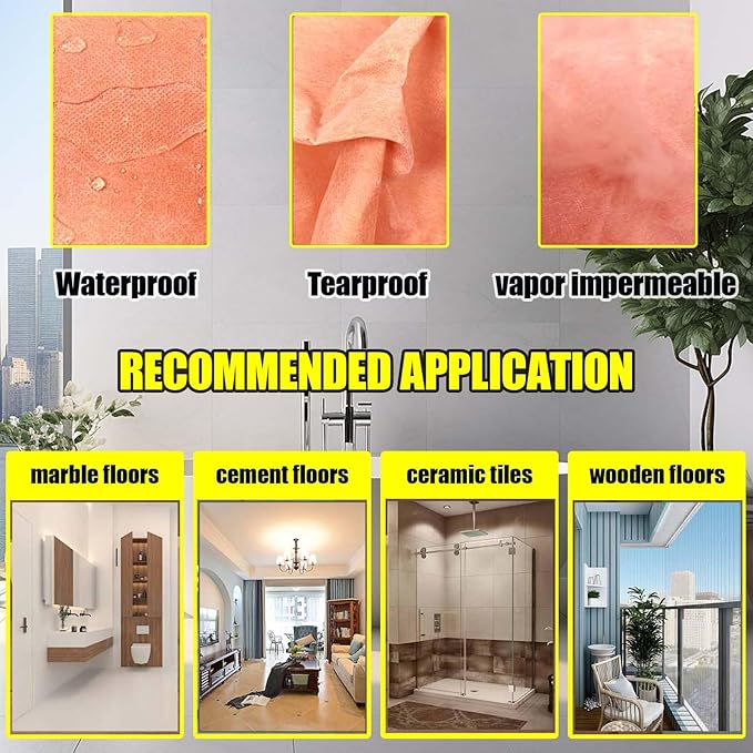 Waterproof Membrane for Shower 3.8 ft x 29 ft / 108 Square Feet Waterproofing Shower Membrane 25.6mil Thickness Waterproof for Sauna Bathroom Walls Tile Underlayment 108 sqft Polyethylene Fabric Roll