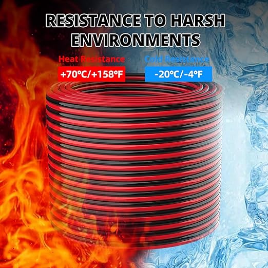 NAOEVO 14 Gauge Wire 300FT, 2 Conductors Electrical Wire Red Black Cable, Flexible/Low Voltage/PVC 14 AWG Copper Clad Aluminum Extension Cord for Speaker, LED Strips, Automotive 12V/24V DC