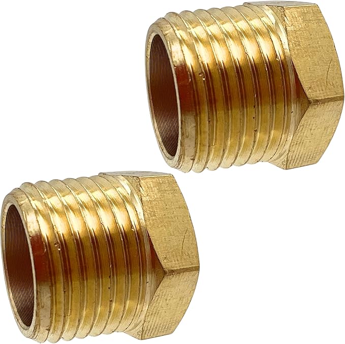 2 Pack Brass Pipe Plug 3/8" NPT Male Outer Hex Head Socket Plug Fitting for Plumbing by CX WONDERLAND