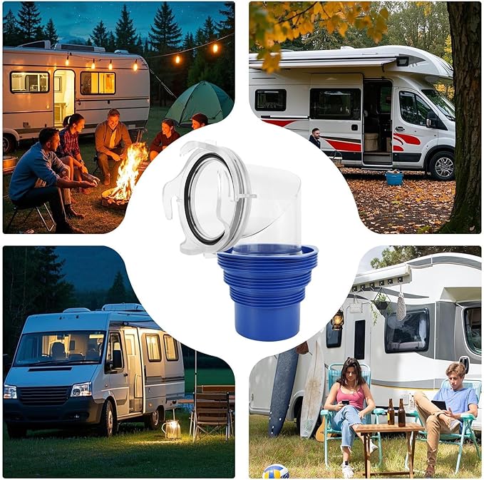 RV Sewer Connector | Clear Sewer Elbow Fittings with 4-in-1 Adapter | Waste Extension Pipe Connector - for RV Trailer Truck Motorhome Camping Travel Drain Outdoor Tailgating Caravan
