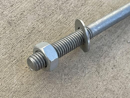 Sandbaggy 1/2" x 8" Threaded Concrete Anchor L-Bolts (Nuts & Washers Included) - Hot Dipped Galvanized - Sill Plate, Base Plate, Masonry, Wood, Cement Anchors, J Bolt (50, 1/2" x 8")