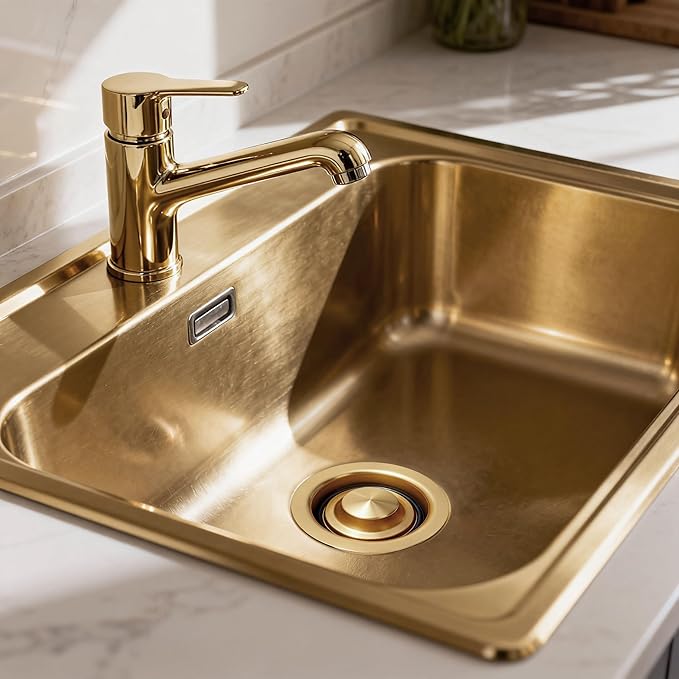 Kitchen Sink Garbage Disposal Flange and Stopper, Universal Flange Fit 3-1/2 Inch Sink Drain, 304 Stainless Steel Replacement Accessory for Garbage Disposer (Champagne Bronze)