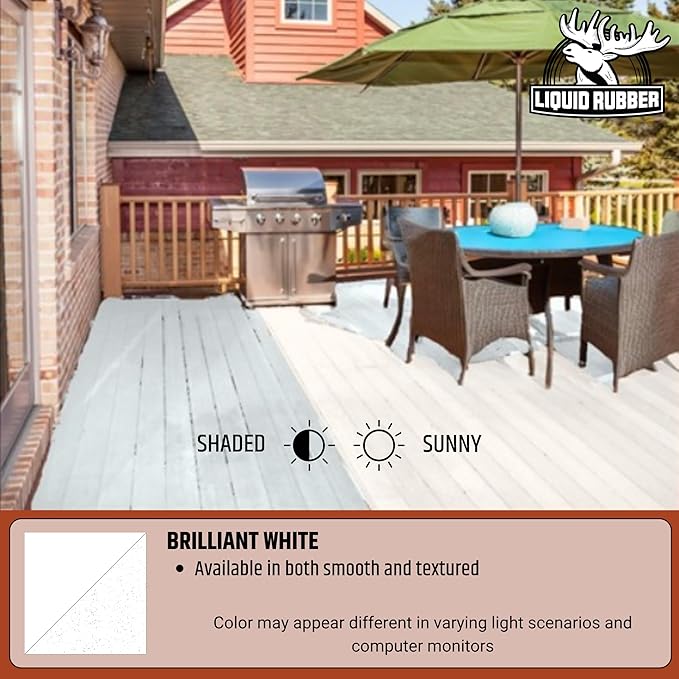 Liquid Rubber Polyurethane Deck Coating – 10X Stronger Than Traditional Deck Paint & Deck Stain – Flexible, Waterproof Sealant for Wood, Concrete & Plywood – Smooth Finish – White – 4 Gallon