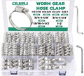 175PCS Hose Clamps Stainless Steel Assortment Adjustable 1/4"-2"(6-51mm) Worm Gear Hose Clamp, Heavy Duty Metal Small Hose Clamps for Automotive, Pipe, Radiator Plumbing, Fuel Line