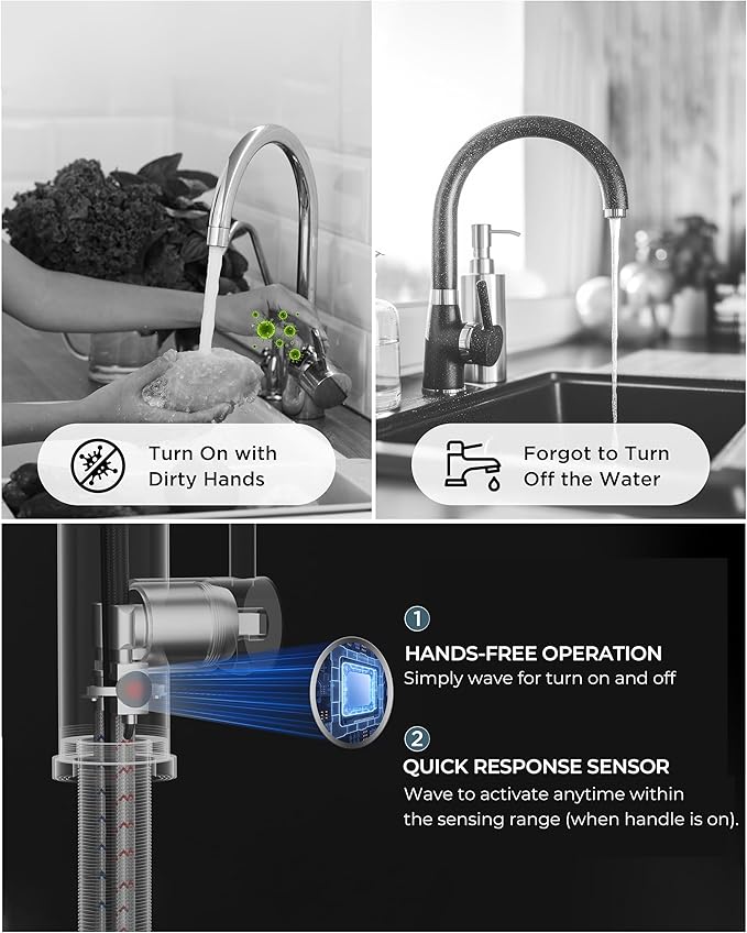 FORIOUS Touchless Kitchen Faucet Brushed Nickel, Smart Motion Sensor Spring Sink Faucet with Pull Down Sprayer Commercial Contemporary Hands-Free for Pot Filler, Farmhouse Camper Laundry Camper