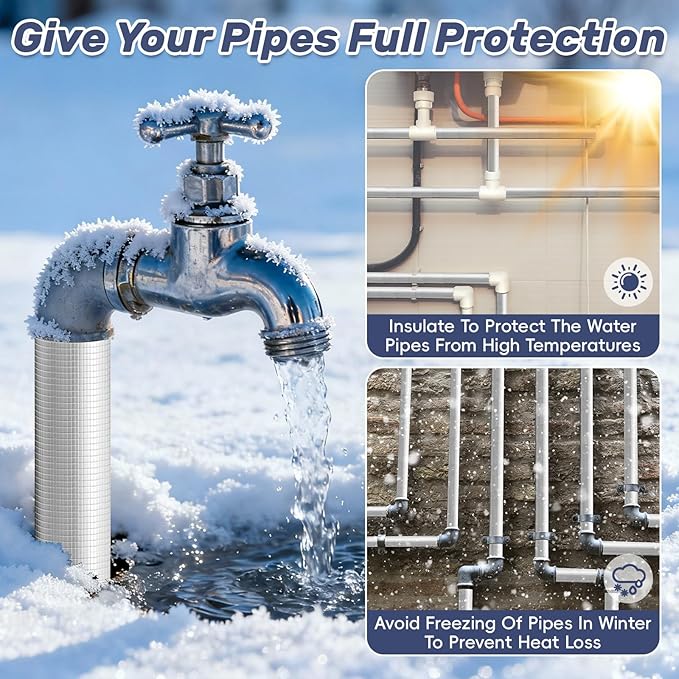 Pipe Insulation Foam Tube Self Adhesive 36 '' L, Outdoor Foam Water Pipe Insulation for Winter Pipe Freeze Protection (10 PC)