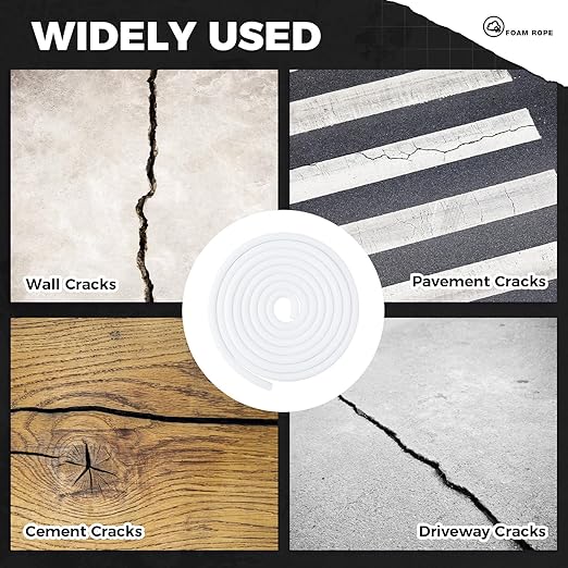 1 Inch x 25 ft Foam Backer Rod for Gaps Joints Concrete Crack Filler Caulk Saver Bulk Foam Backing Rod Concrete Filler Rope for Weather Stripping Door Seal (White)