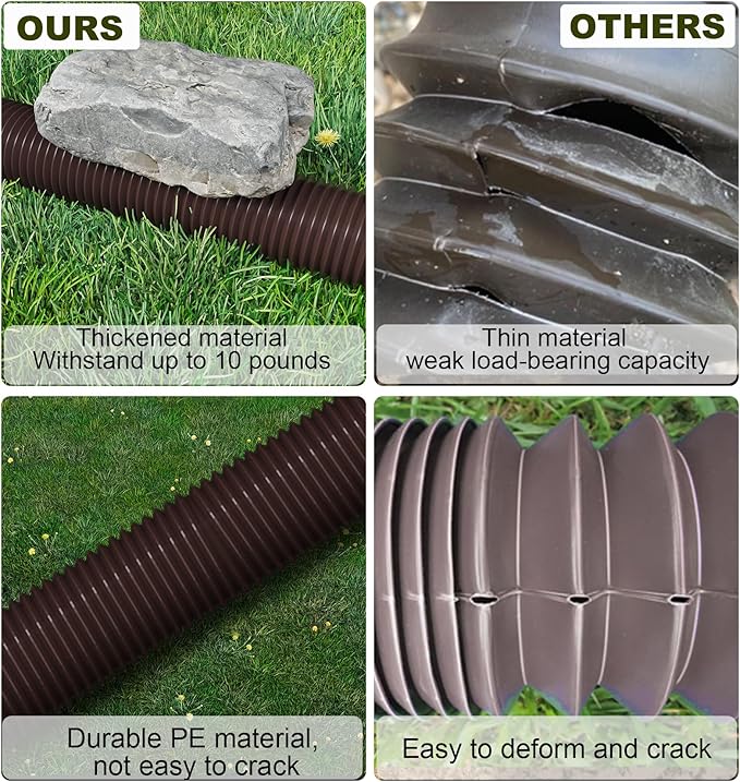 Rain Gutter Downspout Extensions, Downspout Extender for Rainwater Drainage Flexible, Down Spout Drain Extension Pipe and Extendable from 21 to 66 Inches (3 Pack, Brown)
