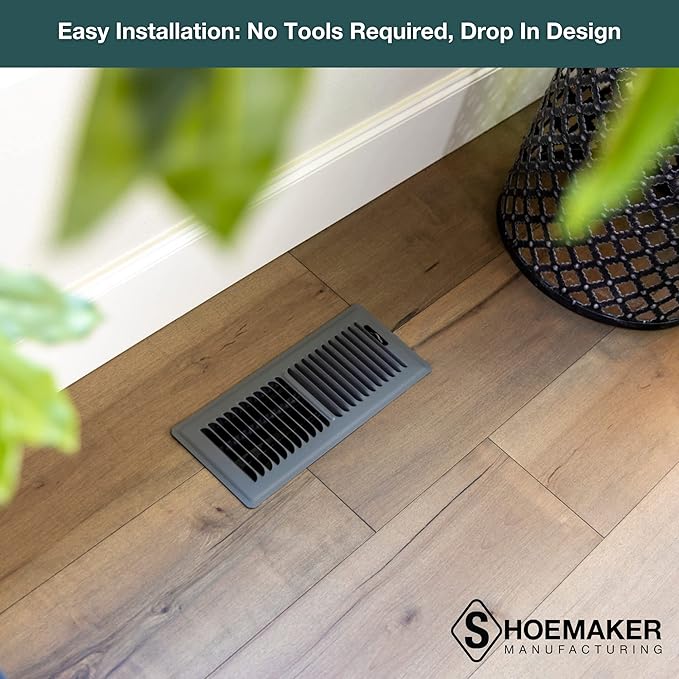 Shoemaker 2x14 Floor Register – Storm Gray Heavy Duty Metal Floor Vent Cover for Home Floors - Premium Forced Air Vent Covers