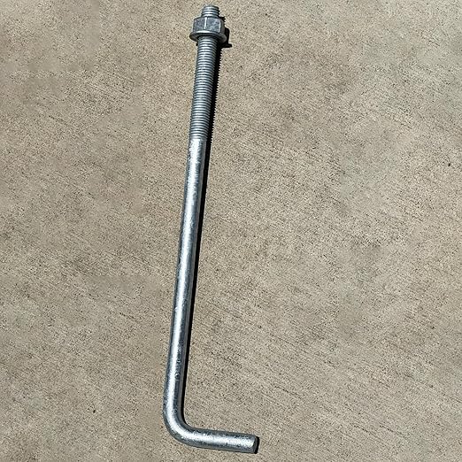 Sandbaggy 3/4" x 16" Threaded Concrete Anchor L-Bolts (Nuts & Washers Included) - Hot Dipped Galvanized - Sill Plate, Base Plate, Masonry, Wood, Cement Anchors, J Bolt (5, 3/4" x 16")