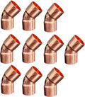 (10-Pack) EZ-FLUID Plumbing 1" C X C Copper 45 Degree Elbow,LF Short Turn Pressure Copper Fittings with Sweat Solder Connection for Residential,Commercial