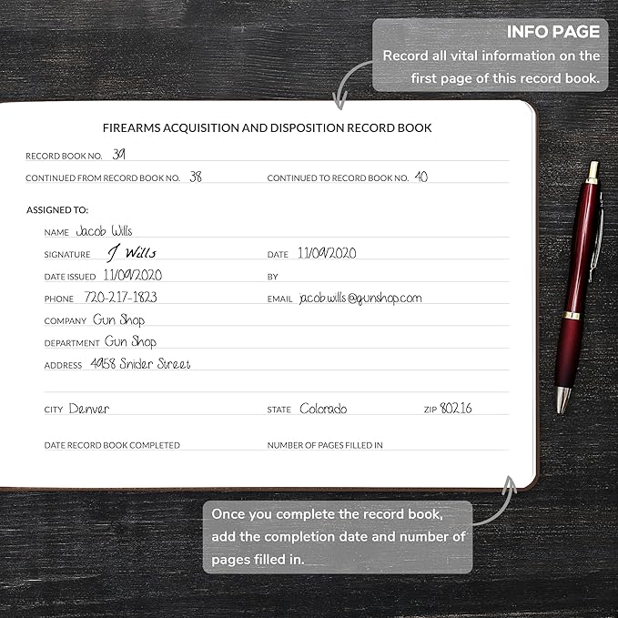 Skyline Firearms Acquisition & Disposition Record Book – Hardcover Gun Log Book for Firearm Dealers & Personal Use – Log Book for Receipt & Disposition Records, 10x7″(Dark Brown)
