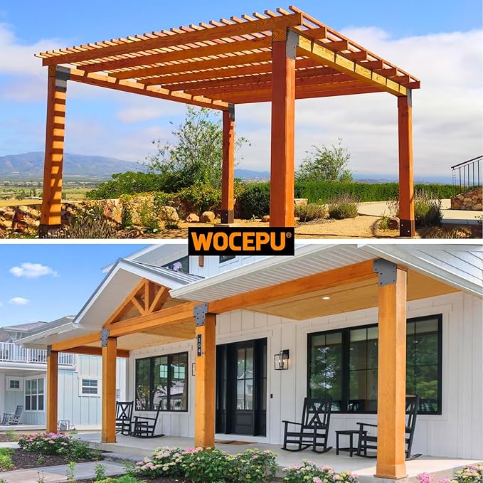 2 Pack Heavy Duty 8x8 (Actual 7.5"x7.5") Stainless Steel End Post Caps Tie Bracket , Fit Connecting Wood Gazebo, Deck Patio Post and Wood Beams Bracket (End Dark Ggray)