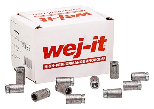 Wej-It MS14 Expansion Shield Anchor, Zamac Alloy, Meets A-A 1922A Type 1 and FFS-325C Group 1 Type 1 Class 1, 7/8" Length, 1/4"-20 Threads (Pack Of 100)