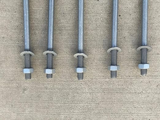 Sandbaggy 1/2" X 10" Threaded Concrete Anchor L-Bolts (Nuts & Washers Included) - Hot Dipped Galvanized - Sill Plate, Base Plate, Masonry, Wood, Cement Anchors, J Bolt (150, 1/2" x 10")