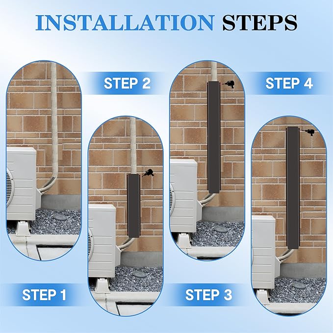 LyPrem 4" W x 6.5Ft L Metal Line Set Cover Kit - Decorative AC Pipe Cover for Ductless Mini Split/Central Air Conditioner/Heat Pump Systems, Black
