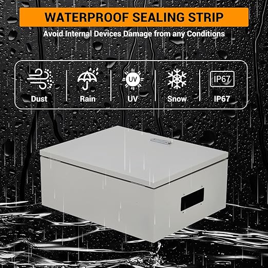 Outdoor Electrical Box, 20"x16"x8" NEMA 4X Steel Enclosure, IP67 Waterproof & Dustproof, Lockable Electrical Junction Box with Mounting Plate and 2 Keys, Indoor and Outdoor Use
