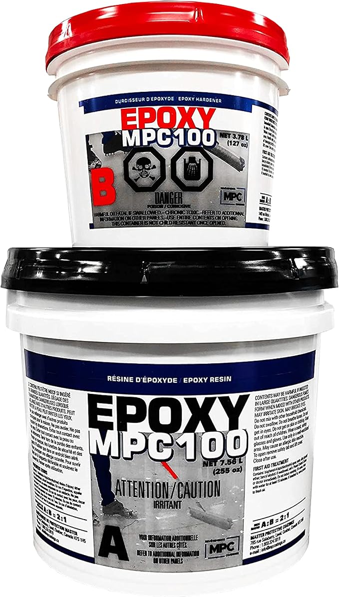 Master Protective Coatings Epoxy Resin Coating for Floors & Counter Tops, 100% Solids, Self Leveling (Grey)