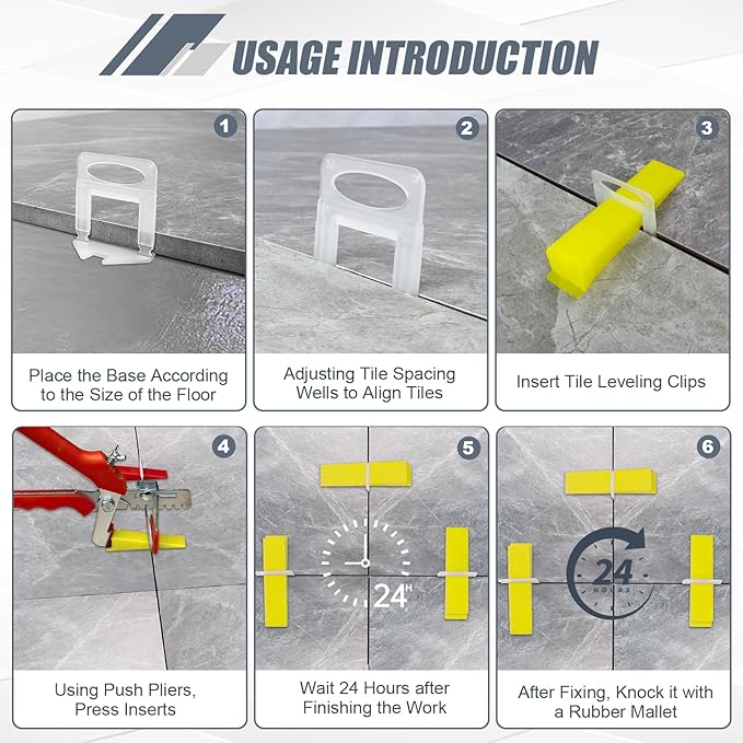 Storystore Tile Leveling Clips Tiles Leveler Spacers - 2000 Spacers Tile Leveling System 1/8 Inch Clips Lippage Free Tile and Stone Installation for PRO and DIY